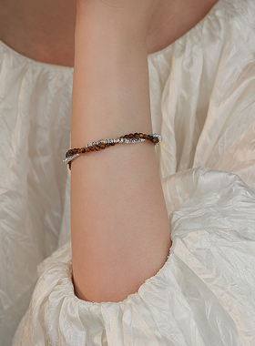 饰悟银饰双层碎银子手链女秋冬