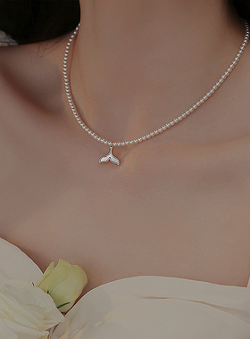 饰悟鱼尾吊坠珍珠项链女轻奢小众