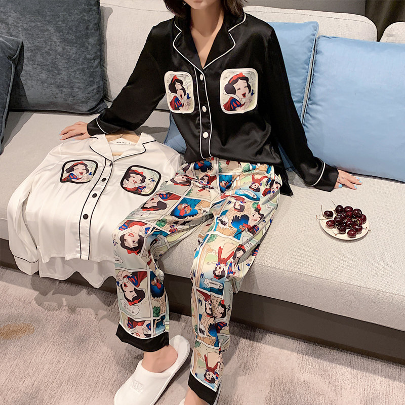 白雪公主冰丝女春秋冬季长袖睡衣 pkk睡衣/家居服套装