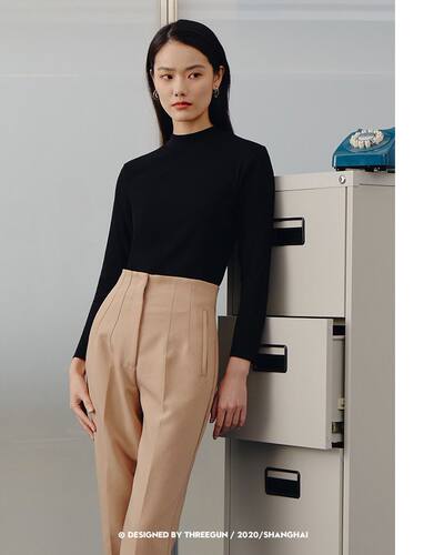 清仓内衣女士单件打底衫莱卡纯棉弹性保暖上衣修身内衣半高领秋衣 - 图1