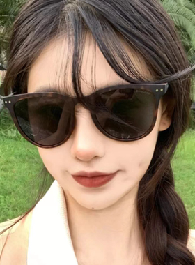 焦下同款折叠气垫眼镜女偏光墨镜韩版街拍茶黄色太阳镜男便携式