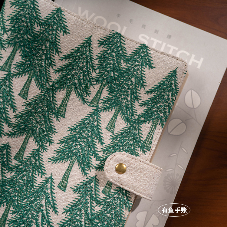 A4B5活页布艺面本文艺复古刺绣森林手账本子手工随身记事本 - 图0