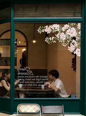 复古玻璃贴纸橱窗装饰氛围高级感窗花门店静电窗户贴膜墙面贴
