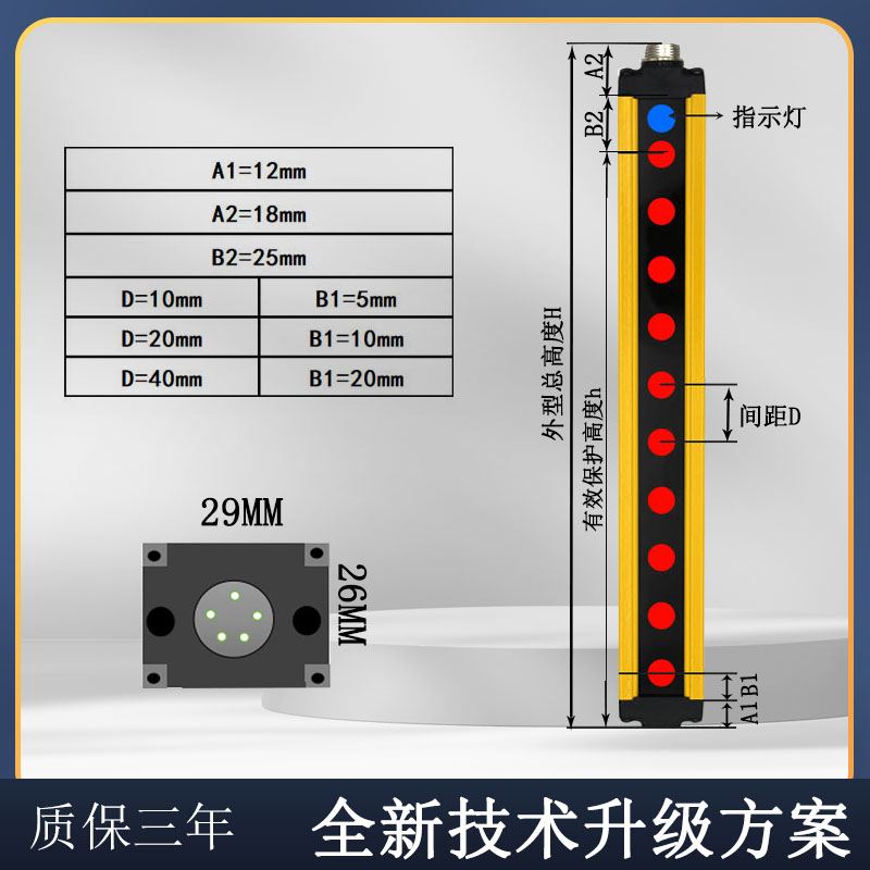 安全光栅红外探测器NPN光电保护器颖硕尔光栅光幕传感器安全光幕