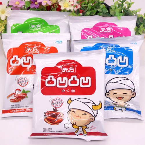 天方凸凹香脆干吃方便面40g*30袋装整箱老款休闲脆零食多口味混装 - 图0