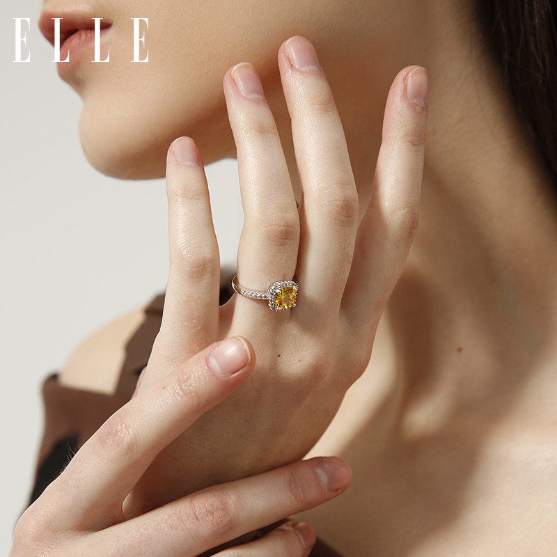 elle彩宝复古彩色大宝石秋冬戒指 elle饰品戒指/指环