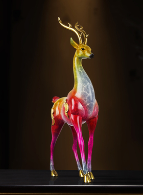 再发现铜九色鹿摆件新中式客厅