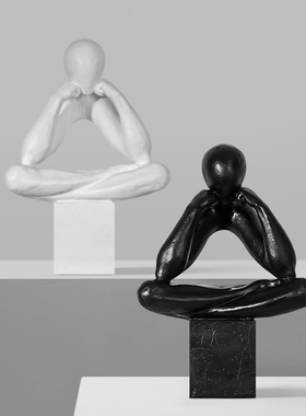 简约轻奢黑白抽象人物摆件