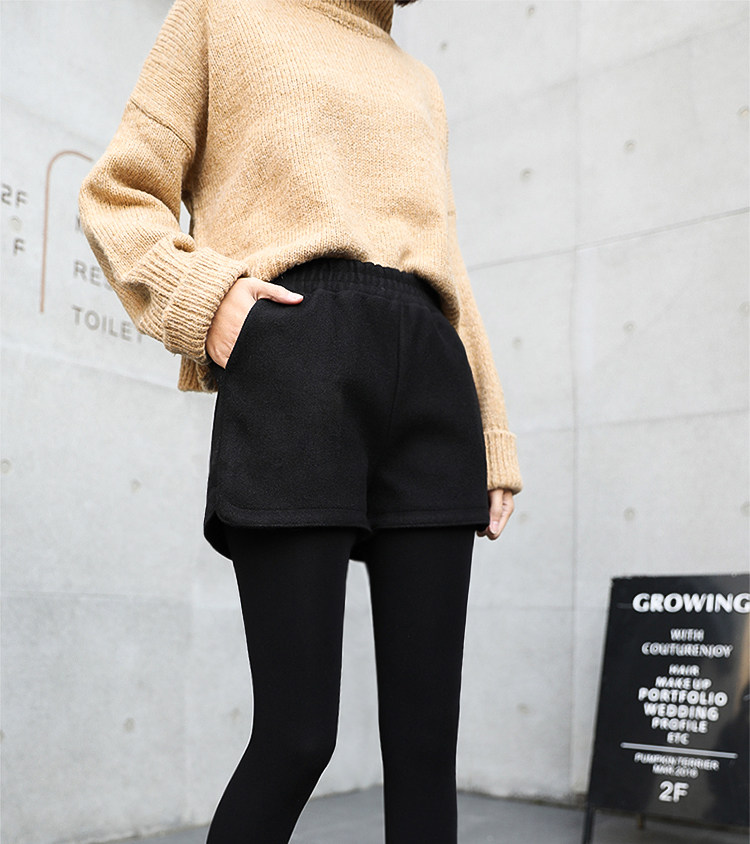 毛呢女秋冬款外穿2020新款松紧短裤 欧莱哲休闲裤