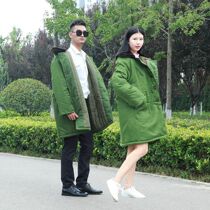 Cotton coat green large coat anti-cold coat cotton large coat winter college students anti-cold wear male and female thickened yellow coat