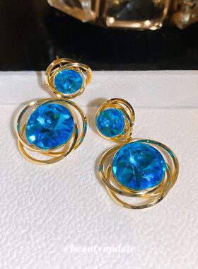 宫廷风轻奢镶钻复古耳饰圆形高级感vintage耳钉耳环中古宴会精致