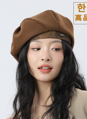 新款雅痞风大头围适合八角蓓蕾帽子女韩国东大门不规则文艺贝雷帽