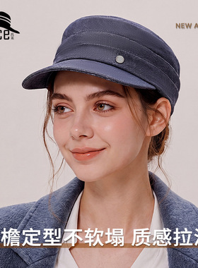 帽子工厂老钱风复古褶皱平顶牛仔马术帽女小众洋气穿搭推荐鸭舌帽