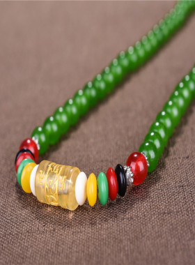 108颗绿玛瑙佛珠多层女开运多圈