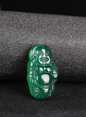 冰种玉髓玛瑙儿童大肚佛挂件吊坠