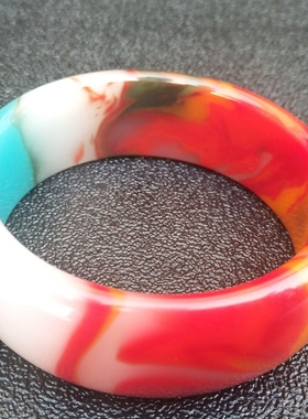 和田金丝玉手镯七彩玉三色玉镯子