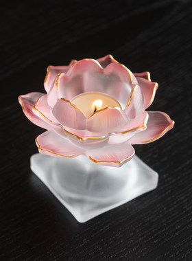 琉璃莲花蜡烛台新中式禅意茶道装饰室内莲花香薰蜡烛灯座佛台供灯