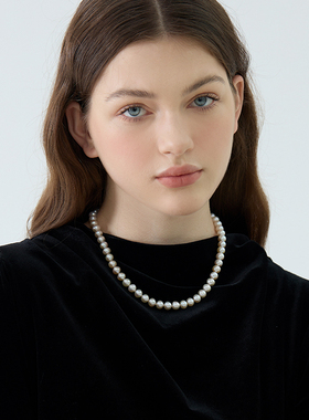 JOMEE近正圆天然淡水珍珠项链