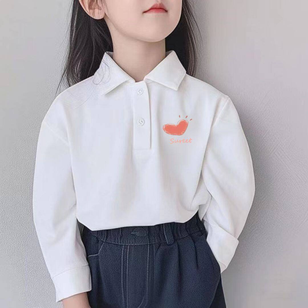 儿童polo领洋气加绒纯棉长袖童装卫衣中小童宽松卡通印花潮牌上衣