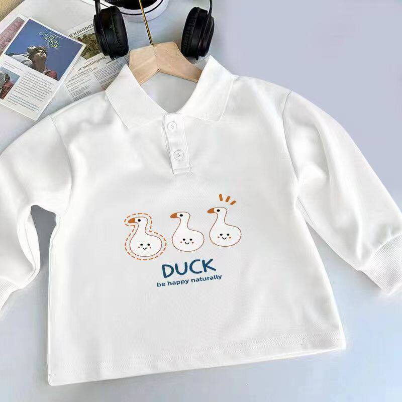 polo衫韩系纯棉中大童加绒长袖上衣洋气潮牌儿童卡通翻领童装卫衣