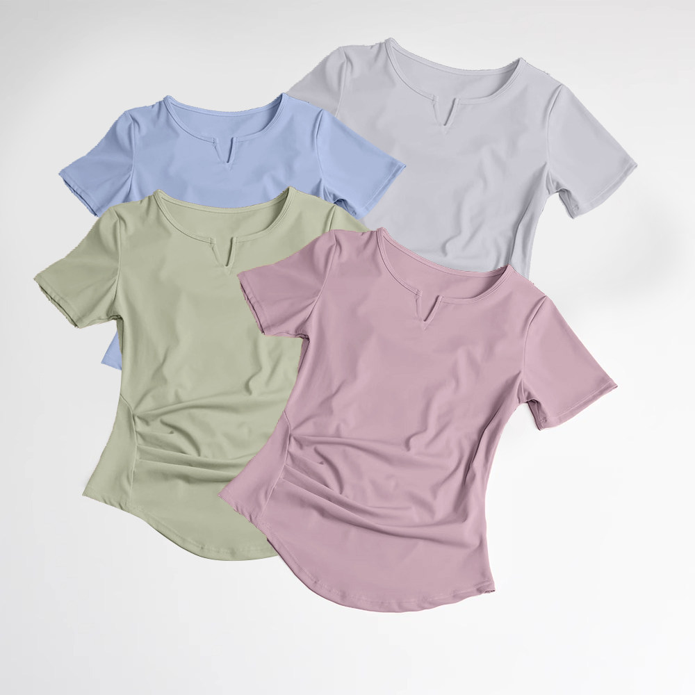 运动瑜伽服上衣女短袖t恤显瘦普拉提跑步训练紧身速干健身衣好看,淘宝优惠券,粉丝福利购,淘宝优惠卷