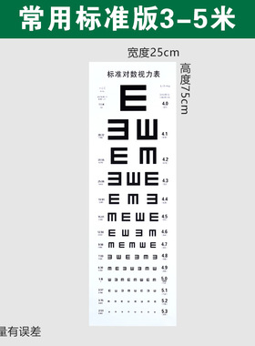 视力表医用国际标准测加厚E字C形成人儿童版防水对数近视测试