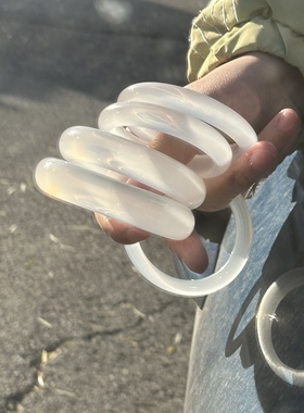 奶体•猫眼系列天然奶白晶水晶手镯51到58圈白月光送女友老婆礼物