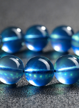 天然收藏级冰种海蓝宝手链女大颗粒圣玛利亚蓝水晶饰品魔鬼蓝手串