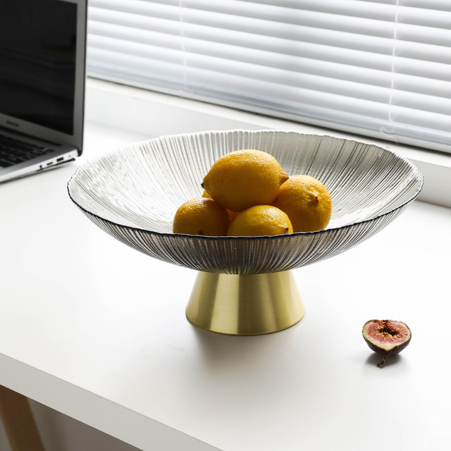 Nordic style smoke grey fruit plate striped plate