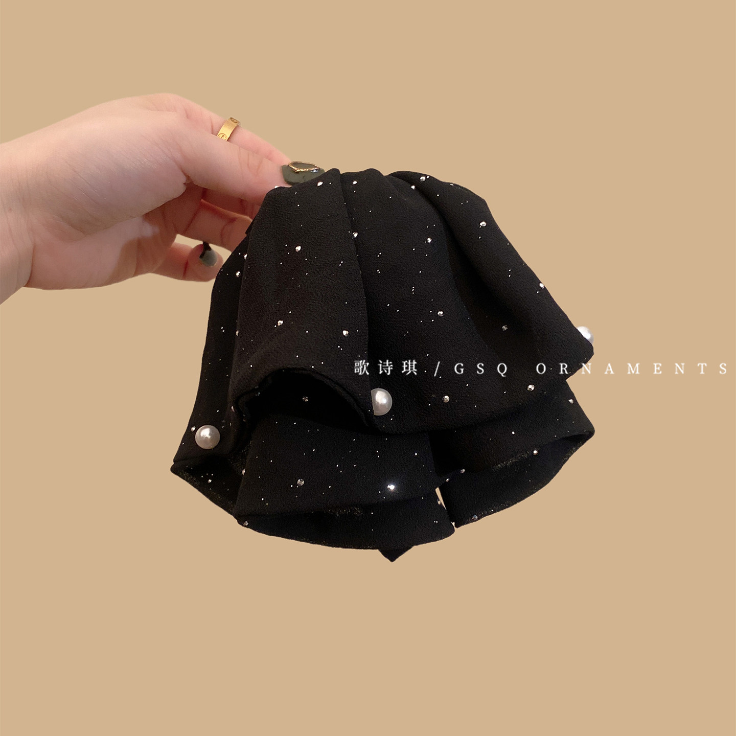 法式轻奢满天星珍珠马尾抓夹女优雅高级感后脑勺盘发半扎发鲨鱼夹,淘宝优惠券,粉丝福利购,淘宝优惠卷