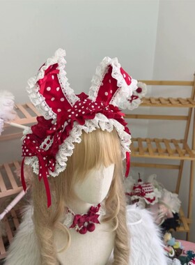 可爱日系甜美波点蝴蝶结发饰百搭少女洛丽塔公主风头饰LO娘波奈特