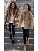 Autumn and winter Maillard American retro 100 hitch a casual lamb fur rocking grain suede fur integrated locomotive to wear a thick coat female