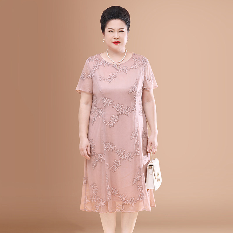 2020新款中老年肥妈妈夏装旗袍裙子 优爱菲中老年女装