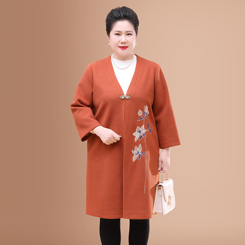 秋冬装新款胖妈妈毛呢外套宽松洋气 优爱菲中老年女装