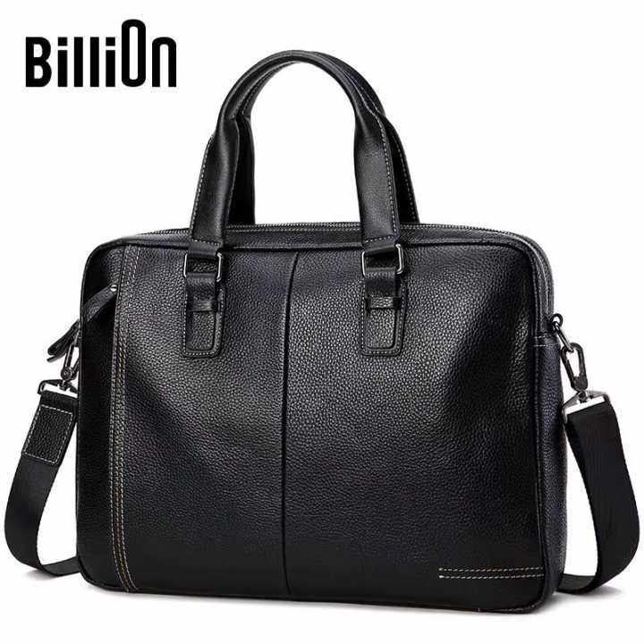 冷兽真皮男士手提包休闲头层公文包 冷兽箱包男士包袋