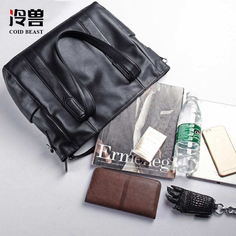 冷兽真皮公文包男士潮流斜挎包包 冷兽箱包男士包袋