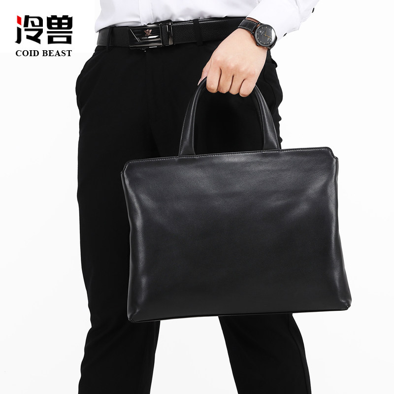 冷兽手提包男士手拿真皮休闲包包 冷兽箱包男士包袋