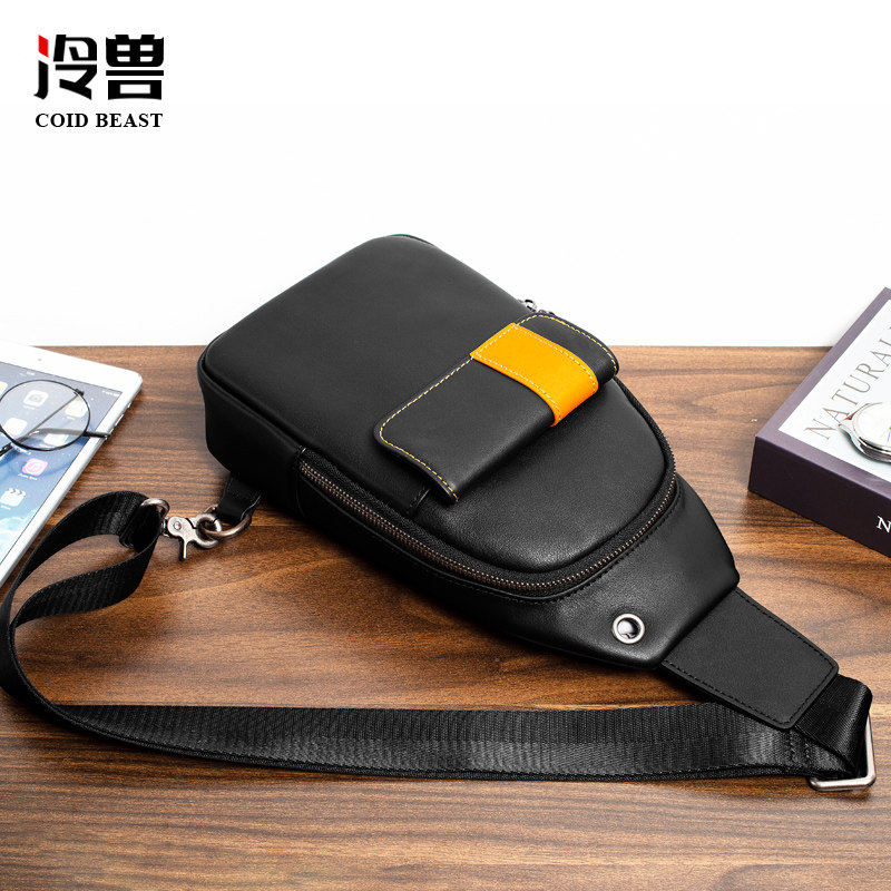 冷兽真皮男包胸包单肩包韩版商务休闲头层牛皮胸包男士包包斜挎包,淘宝优惠券,粉丝福利购,淘宝优惠卷