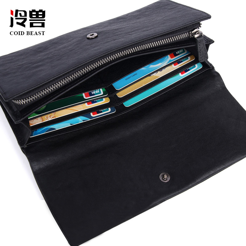冷兽男士长款真皮潮大容量软皮钱夹 冷兽箱包钱包