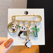 2023 New State Wind Giant Panda Brooch Cartoon Metal Pins pin fastening needle fixing clothes accessories anti-walking light buckle