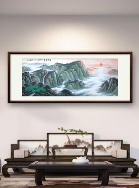 国画手绘真迹有山无水靠山图旭日东升挂画山水画泰山日出东方挂画
