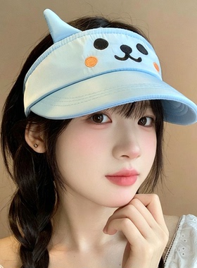 夏季UPF50+小猫空顶遮阳帽显脸小