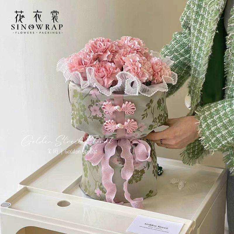 花衣裳 中式花束旗袍扣鲜花装饰品花艺资材小香风花束包装材料配 - 图3