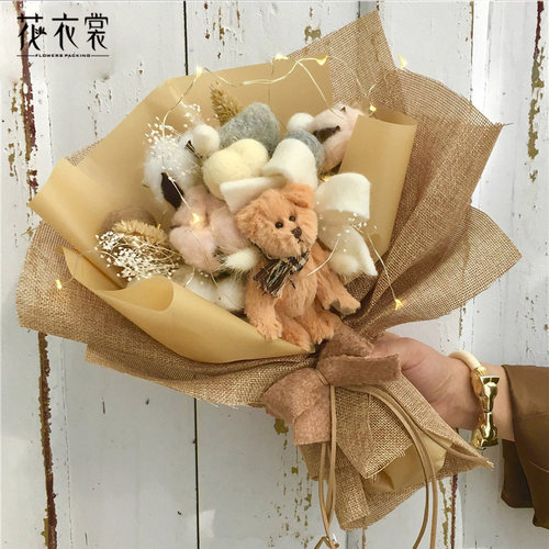 花衣裳 亚麻布 复古彩麻片 鲜花包装纸花束材料包花纸花店用品 - 图1