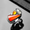 Yangzi Jewelry Chixia Laokeng ice trapezoidal red jade design personalized jade ring 9.8