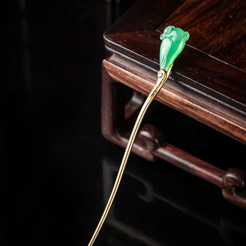 羊子珠宝 有凤来仪 老坑冰种满绿设计款翡翠凤凰发簪12.18 - 图3