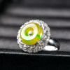 Yangzi Jewelry Perfect Ring Laokeng ice yellow and green three-color design jadeite ring 8.30