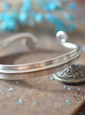 泰国清迈进口手工纯银开口刻花手镯 银饰开口可调节镯子民族风