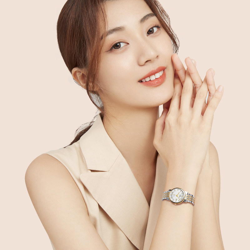 依波表手表男女表情侣款日历正品石英表女防水男士腕表5669