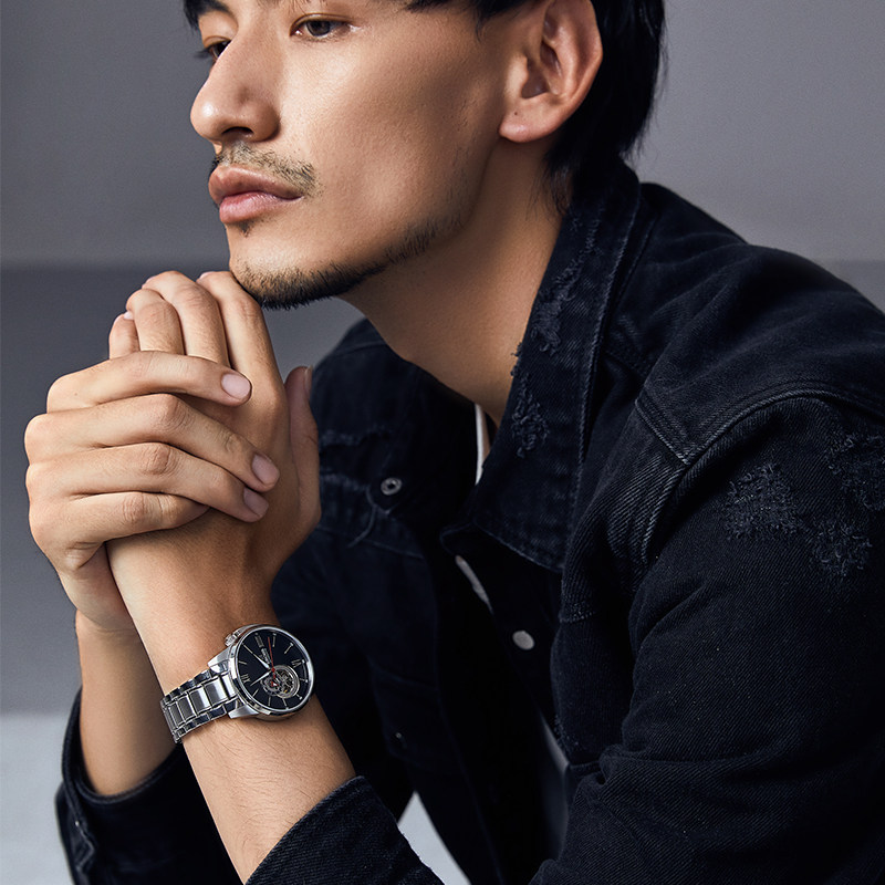 依波手表男休闲商务机械表镂空正男士腕表钢带防水国产腕表3645